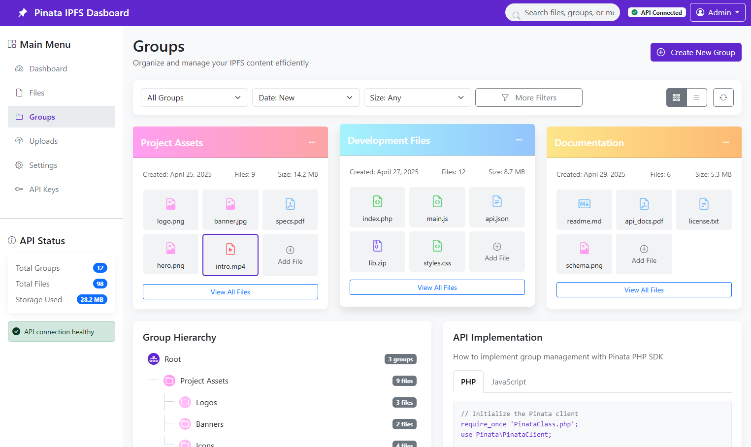 IPFS SDK Visual Dashboard